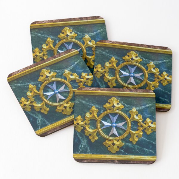 Item preview, Ornate Gold Cross Frame With Blue Marble Background, Rich Religious Decor For Interiors designed and sold by Nmallia.