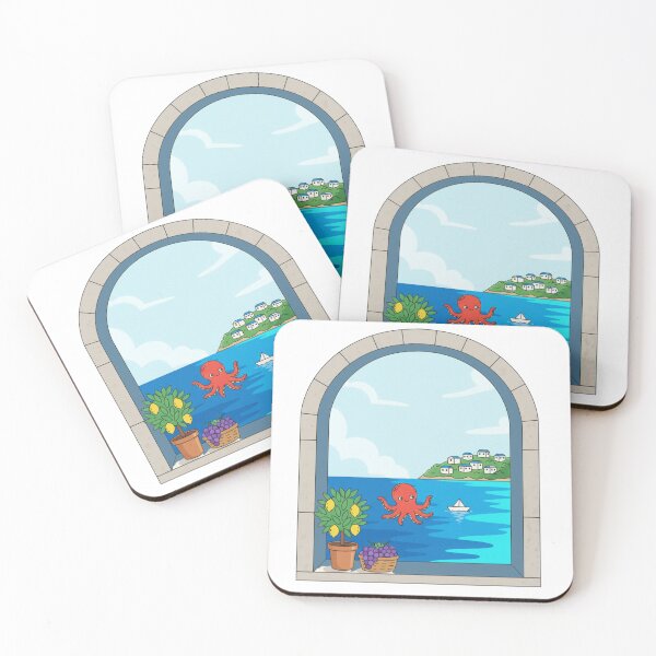 Item preview, Cute Octopus Sea View Arched Window designed and sold by 0606PM.