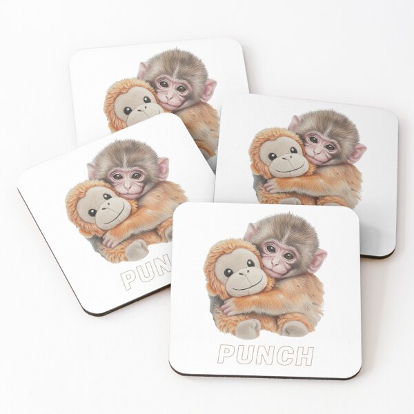 Item preview, Cute punch Baby Monkey Hugging Plush Toy Punch Illustration – Adorable Animal Art Design designed and sold by us-products.