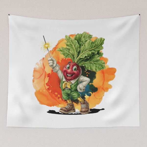 Item preview, Happy Radish Sparkler – Cute Funny Vegetable Character designed and sold by ChenEngEng.
