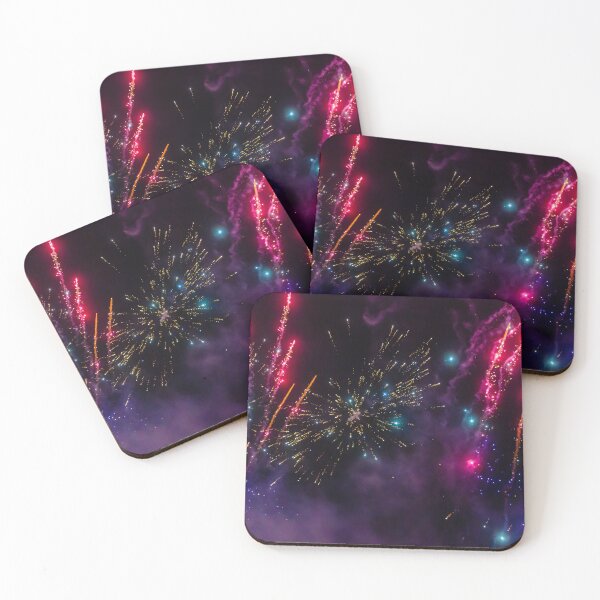 Item preview, Night Fireworks Show With Bright Spark Trails And Smoke Illumination Against The Dark Sky designed and sold by Nmallia.