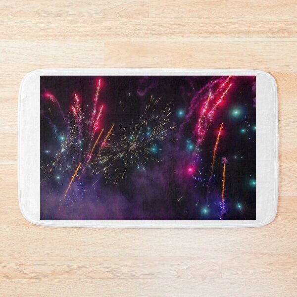 Item preview, Night Fireworks Show With Bright Spark Trails And Smoke Illumination Against The Dark Sky designed and sold by Nmallia.