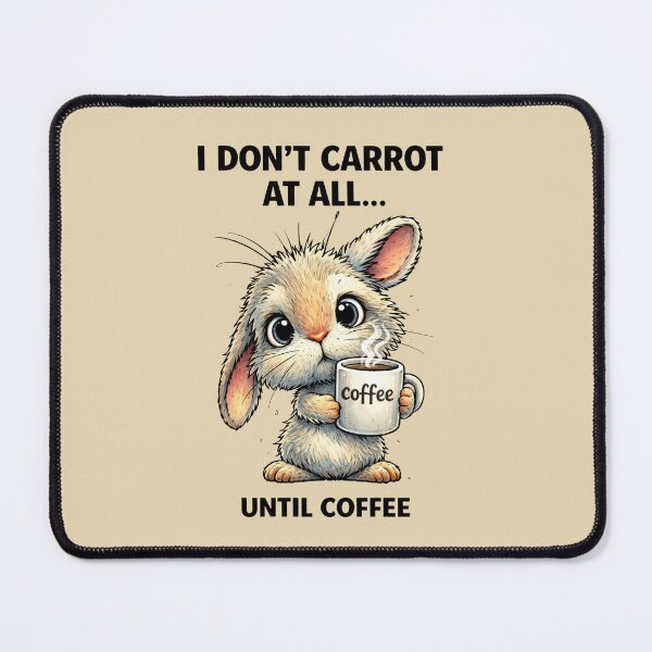 Item preview, Bunny with cup of coffee. Funny art .I don't carrot at all...until coffee. designed and sold by Natart1004.