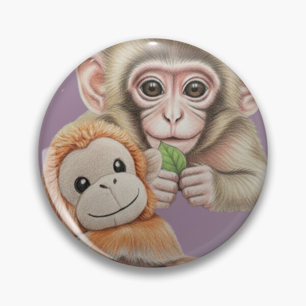 Item preview, Baby Punch Cute Monkey with Plush Toy and Butterfly – Adorable Jungle Animal Illustration designed and sold by us-products.