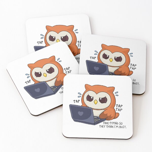 Item preview, 'Fake Typing So They Think I'm Busy.' Owl designed and sold by ArtsieArt.