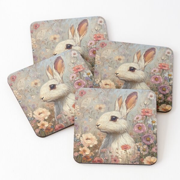 Item preview, The Oil Painting "White Rabbit Among Wildflowers" Masterpiece Art designed and sold by GrinGalore.
