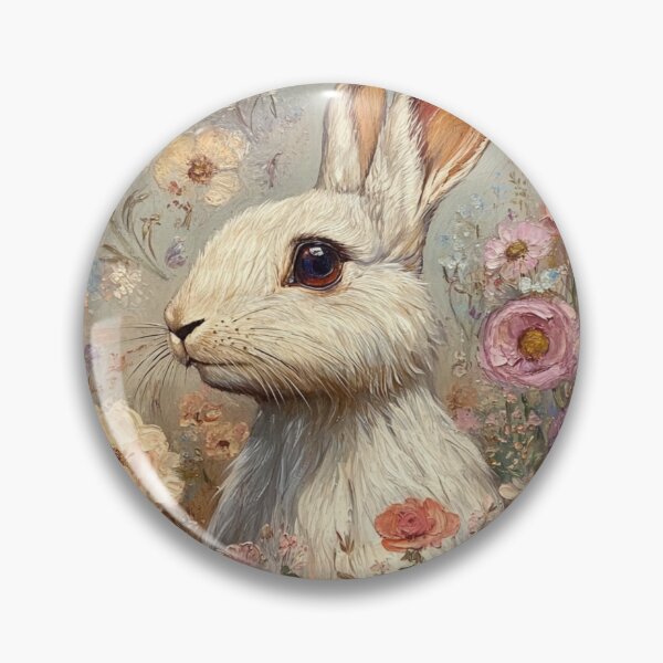 Item preview, The Oil Painting "White Rabbit Among Wildflowers" Masterpiece Art designed and sold by GrinGalore.