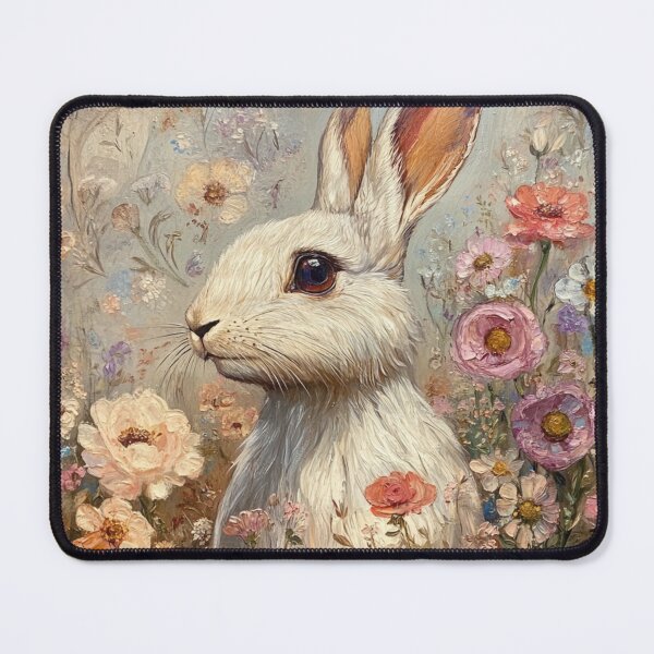 Item preview, The Oil Painting "White Rabbit Among Wildflowers" Masterpiece Art designed and sold by GrinGalore.