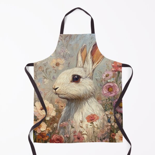 Item preview, The Oil Painting "White Rabbit Among Wildflowers" Masterpiece Art designed and sold by GrinGalore.