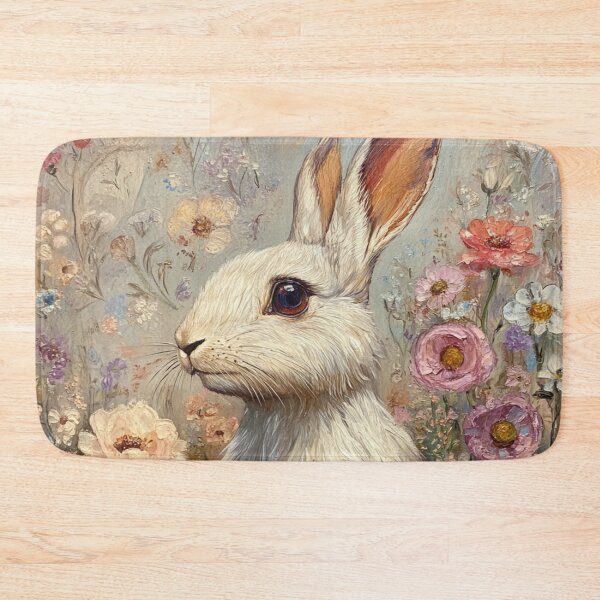 Item preview, The Oil Painting "White Rabbit Among Wildflowers" Masterpiece Art designed and sold by GrinGalore.