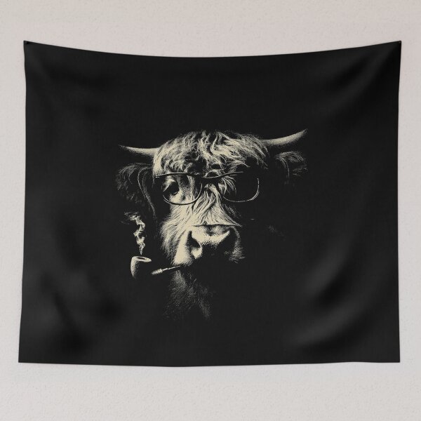 Item preview, Sophisticated Highland Cow with Glasses and Pipe designed and sold by k3rstman1.