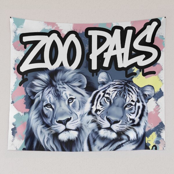 Item preview, Lion and Tiger Street Art - Zoo Pals designed and sold by Art-Arcade6.