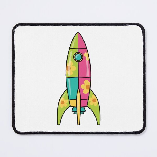Item preview, Groovy Retro Rocket Ship with 70s Floral Pattern designed and sold by octozap.
