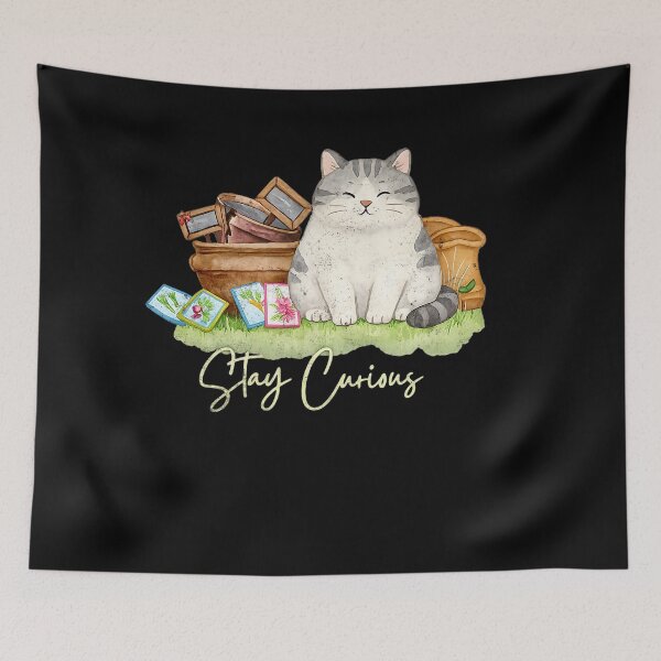 Item preview, Stay Curious Cat – Whimsical Garden Art designed and sold by IdealDo.