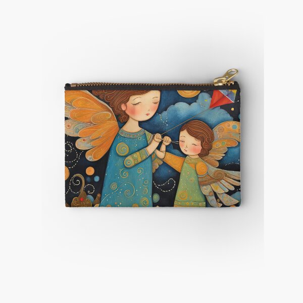 Item preview, Angel with wings wearing a hoodie flying a kite with youngsters designed and sold by Colin Bentham.
