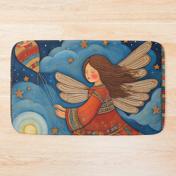 Item preview, Angel with wings wearing a hoodie flying a kite with youngsters designed and sold by Colin Bentham.