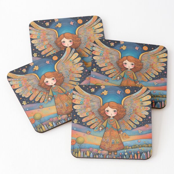 Item preview, Angel with wings wearing a hoodie flying a kite with youngsters designed and sold by Colin Bentham.