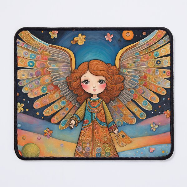 Item preview, Angel with wings wearing a hoodie flying a kite with youngsters designed and sold by Colin Bentham.