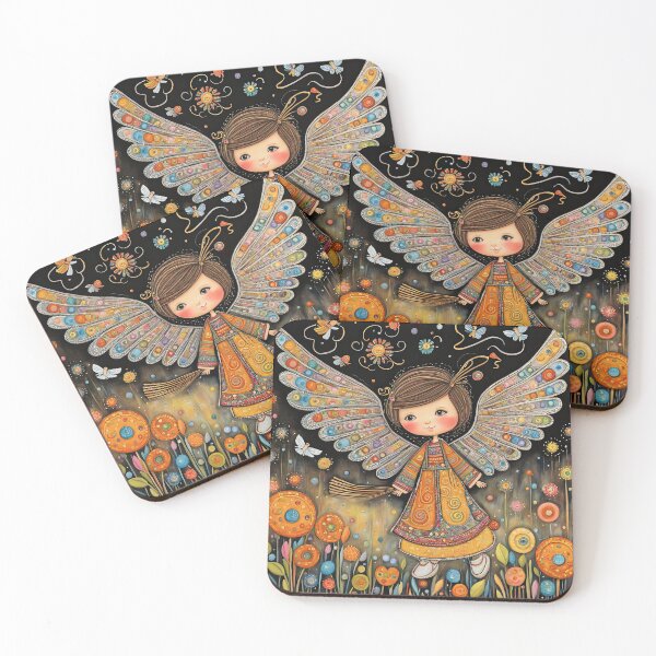 Item preview, Angel with wings wearing a hoodie flying a kite with youngsters designed and sold by Colin Bentham.