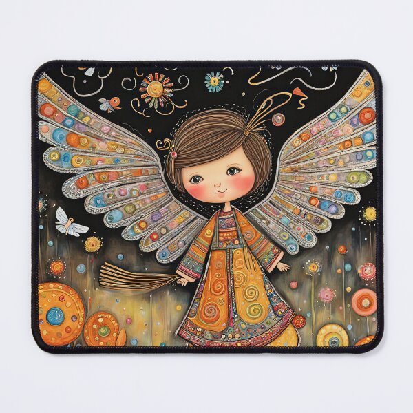 Item preview, Angel with wings wearing a hoodie flying a kite with youngsters designed and sold by Colin Bentham.