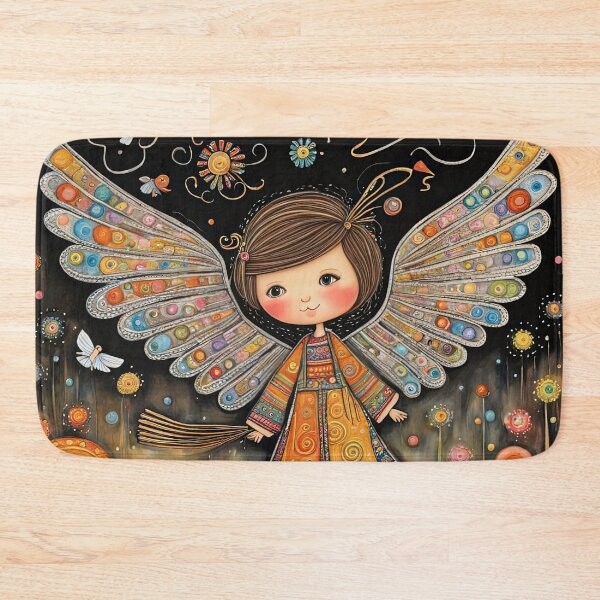 Item preview, Angel with wings wearing a hoodie flying a kite with youngsters designed and sold by Colin Bentham.