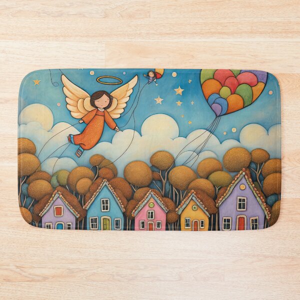 Item preview, Angel with wings wearing a hoodie flying a kite with youngsters designed and sold by Colin Bentham.