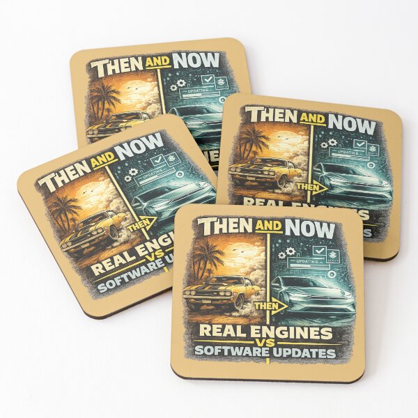 Item preview, Then and Now Real Engines vs Software Updates designed and sold by Retro Arabica.