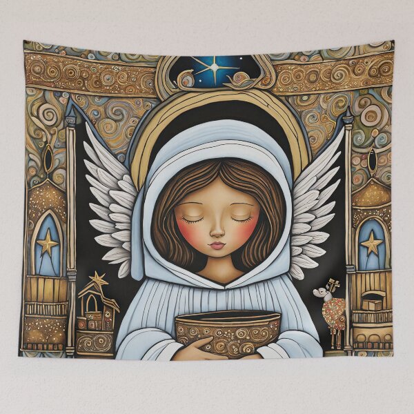 Item preview, Angel with wings wearing a hoodie at the Nativity designed and sold by Colin Bentham.