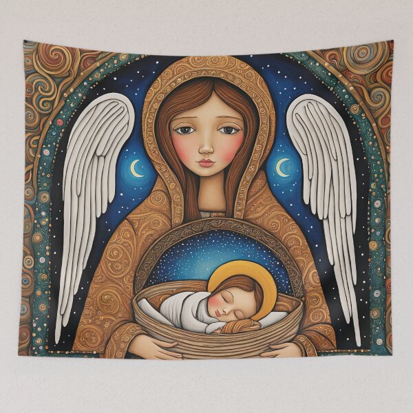 Item preview, Angel with wings wearing a hoodie at the Nativity designed and sold by Colin Bentham.