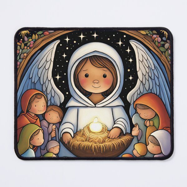 Item preview, Angel with wings wearing a hoodie at the Nativity designed and sold by Colin Bentham.