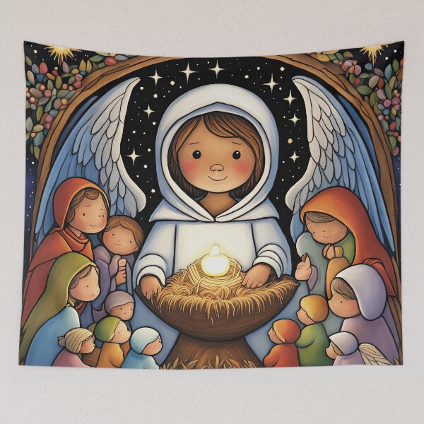 Item preview, Angel with wings wearing a hoodie at the Nativity designed and sold by Colin Bentham.