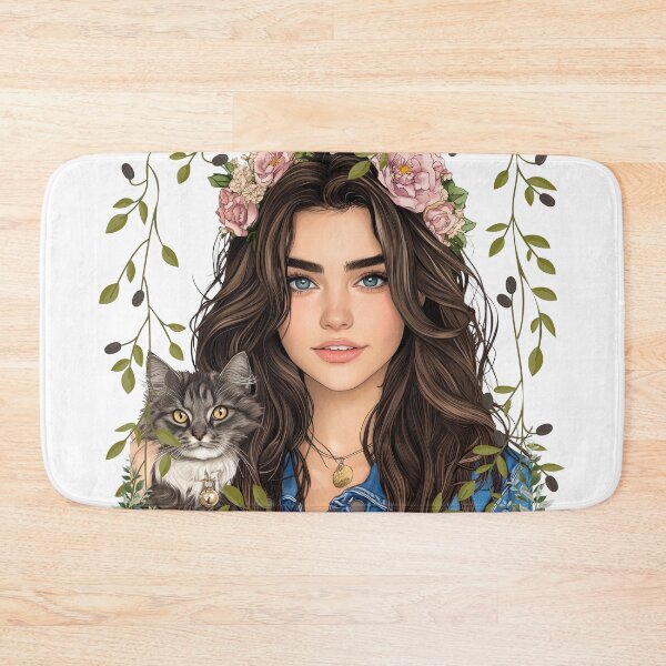 Item preview, Floral Crown Muse with Her Beloved Cat designed and sold by Angellacelin.