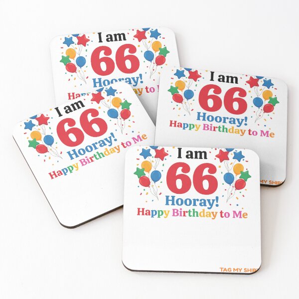 Item preview, I am 66 Hooray! Happy Birthday to Me - Tag My Shirt designed and sold by Tag My Shirt - Clothing Made to Be Written On..