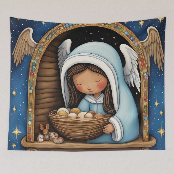 Item preview, Angel with wings wearing a hoodie at the Nativity designed and sold by Colin Bentham.