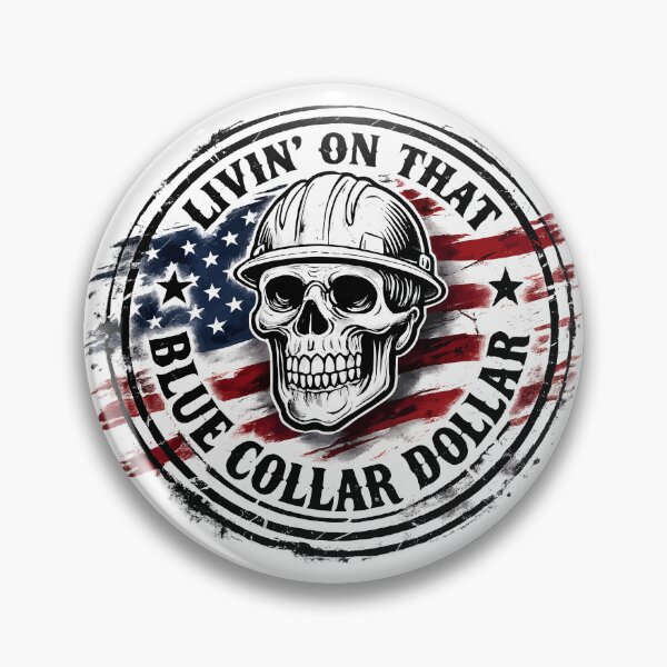 Item preview, Livin’ on That Blue Collar Dollar – Patriotic Skull Hard Hat Design designed and sold by sssweetness.