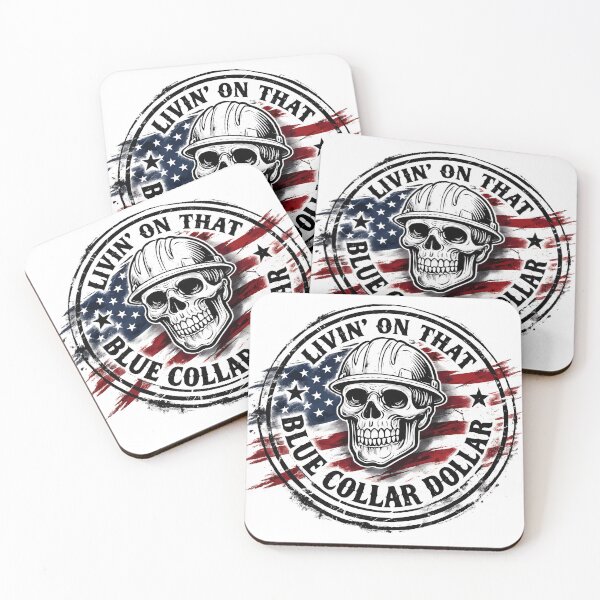 Item preview, Livin’ on That Blue Collar Dollar – Patriotic Skull Hard Hat Design designed and sold by sssweetness.