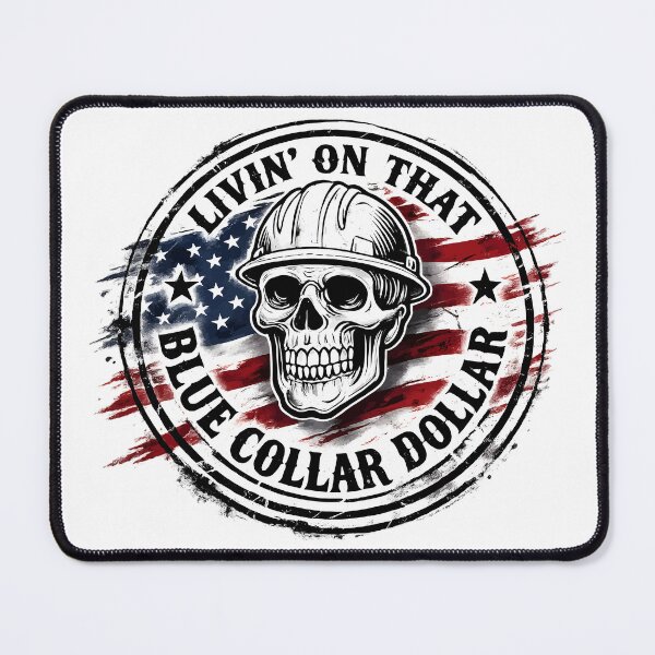 Item preview, Livin’ on That Blue Collar Dollar – Patriotic Skull Hard Hat Design designed and sold by sssweetness.