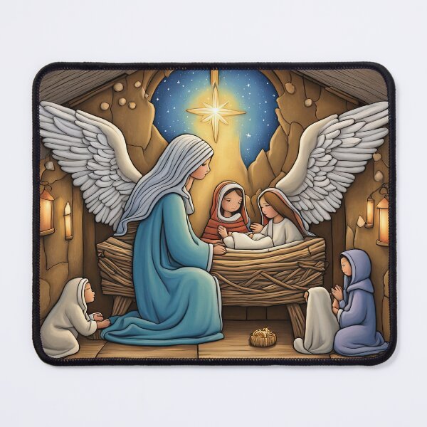 Item preview, Angel with wings wearing a hoodie at the Nativity designed and sold by Colin Bentham.