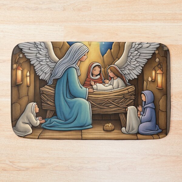 Item preview, Angel with wings wearing a hoodie at the Nativity designed and sold by Colin Bentham.