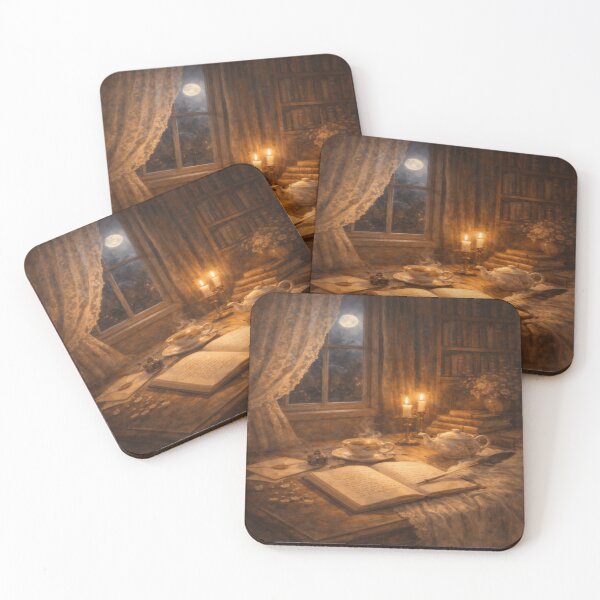 Item preview, Moonlit Writing Nook – Candlelit Letters & Storybook Tea Victorian Art designed and sold by ArtFreshStudio.
