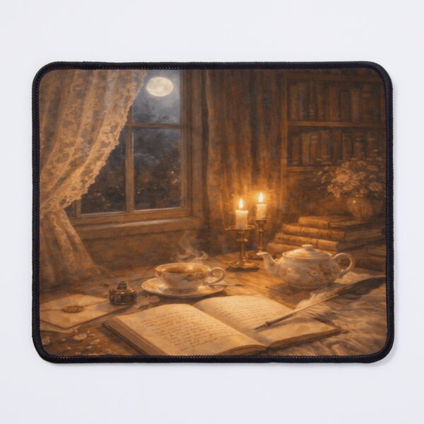 Item preview, Moonlit Writing Nook – Candlelit Letters & Storybook Tea Victorian Art designed and sold by ArtFreshStudio.