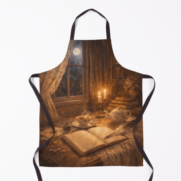 Item preview, Moonlit Writing Nook – Candlelit Letters & Storybook Tea Victorian Art designed and sold by ArtFreshStudio.