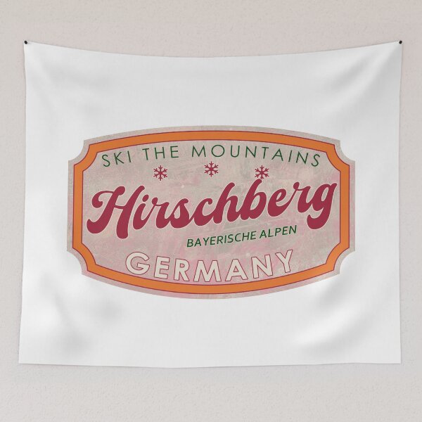 Artikelvorschau, Hirschberg, Deutschland, Bayerische Alpen, Ski, strukturiertes Skiabzeichen entworfen und verkauft von Wanderful-roads.