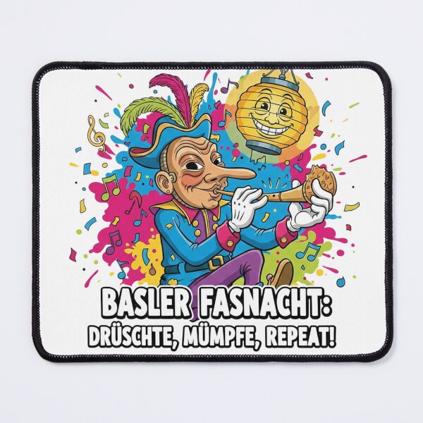 Item preview, Basler Fasnacht Drüschte Mümpfe Repeat – Swiss Carnival Funny Guggenmusik Shirt & Sticker designed and sold by Sushikidsntod.