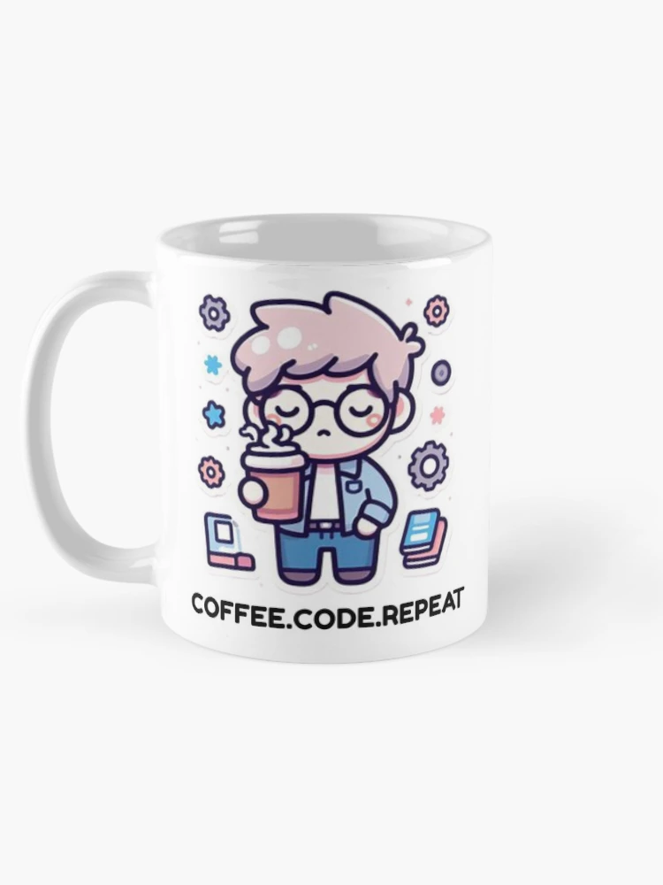 Thumbnail 5 of 6, Coffee Mug, Coffee Code Repeat – Minimal Developer Sticker designed and sold by CtrlSlayStudio.