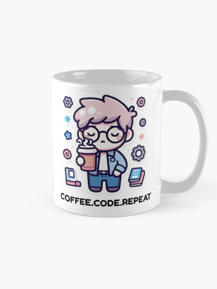 Thumbnail 3 of 6, Coffee Mug, Coffee Code Repeat – Minimal Developer Sticker designed and sold by CtrlSlayStudio.