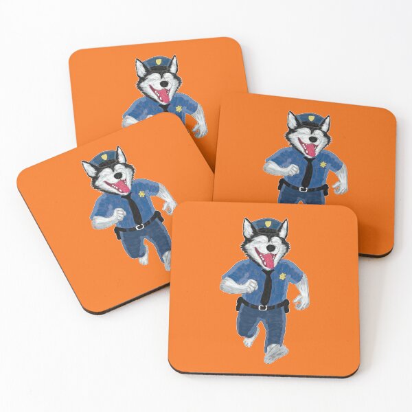 Item preview, Smiling, running police dog Husky Hank designed and sold by TomFulek.