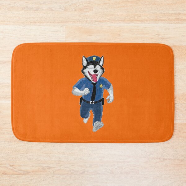 Item preview, Smiling, running police dog Husky Hank designed and sold by TomFulek.