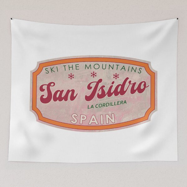 Item preview, San Isidro, Spain, La Cordillera Cantábrica, Ski, textured skiing badge designed and sold by Wanderful-roads.