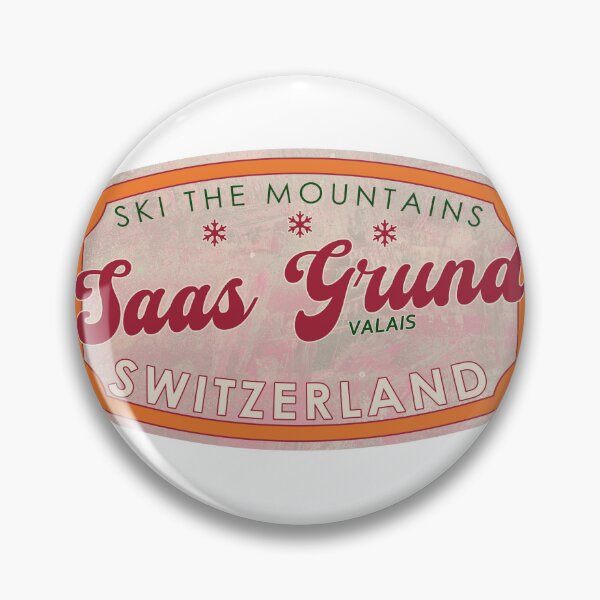 Artikelvorschau, Saas Grund, Schweiz, Wallis, Skifahren, strukturiertes Skiabzeichen entworfen und verkauft von Wanderful-roads.